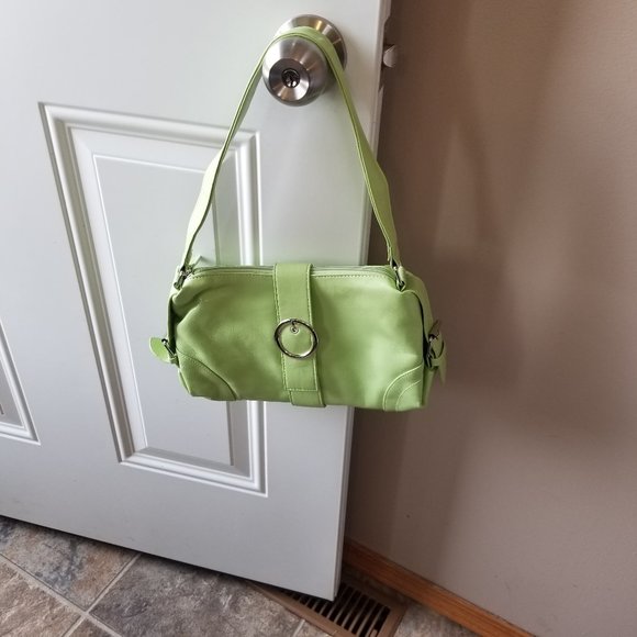 Silver and Green Mini Bag with Structured Design - Picture 1 of 8